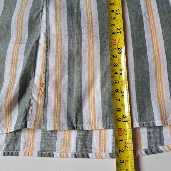 NEW Stenstroms Striped Green Orange Button Down Linen Cotton Dress Shirt Size L - Picture 12 of 16